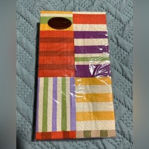 Caspari Striped Patchwork Purple 15 Triple Ply Napkin 33cmx40